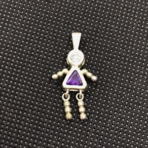 Birth Stone Kid Child Figurine 925 Purple Girl Pendant Feb Sterling